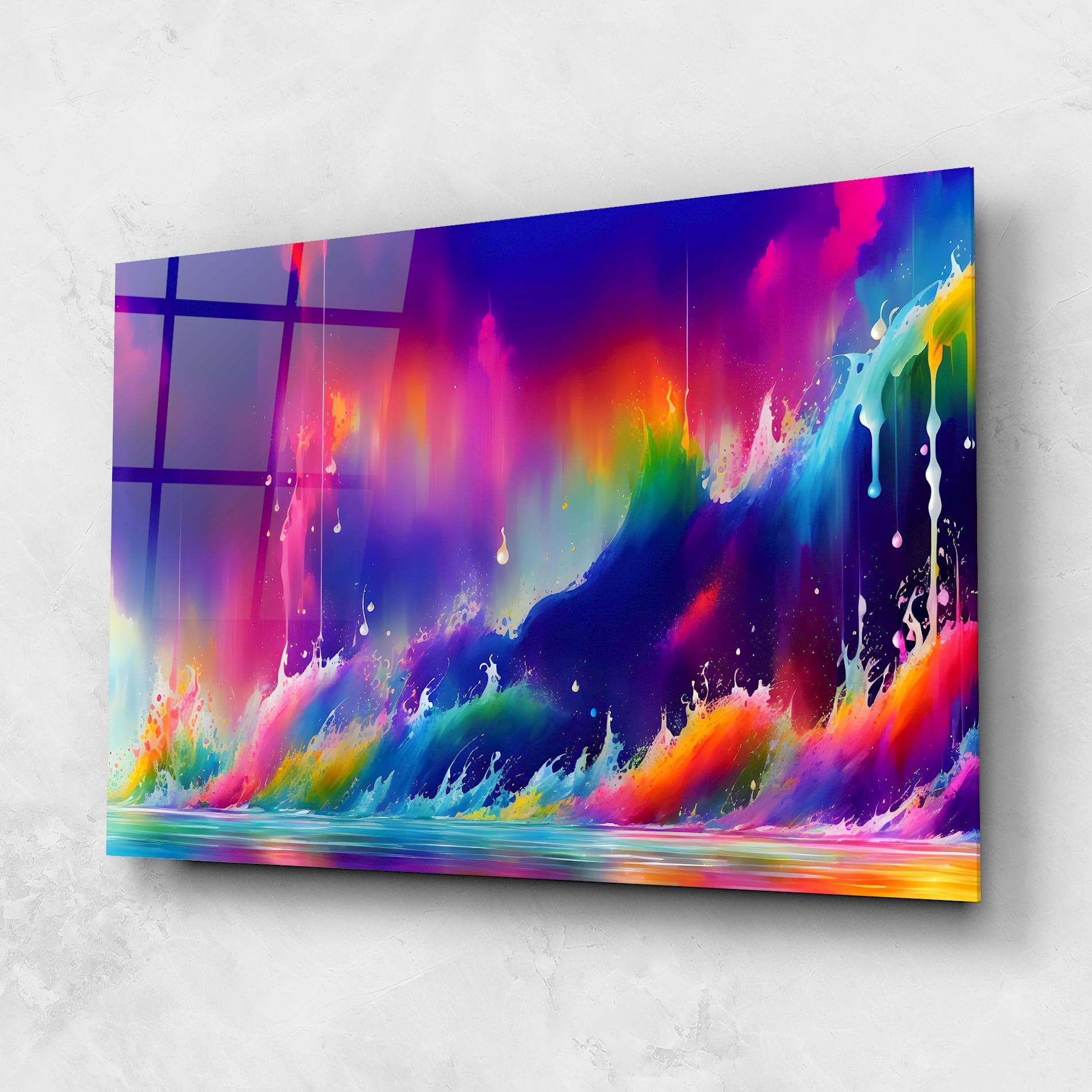 ARTHUB® Moderne impression sur verre 50x70 cm, 4mm verre trempé | Tableau en verre salon et chambre, Décoration murale moderne, Décoration intérieure, abstrait, Fairytale Landscape