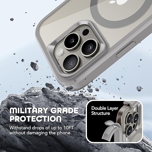 Miniatura 5 de Funda magnética para iPhone 15 Pro Max, diseño a prueba de polvo compatible con MagSafe, protector de pantalla de vidrio templado 9H integrado y