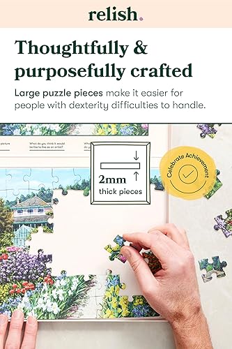 Miniatura 10 de Relish Rompecabezas de demencia para adultos, rompecabezas de jardín de Monet de 63 piezas, actividades de demencia para personas mayores