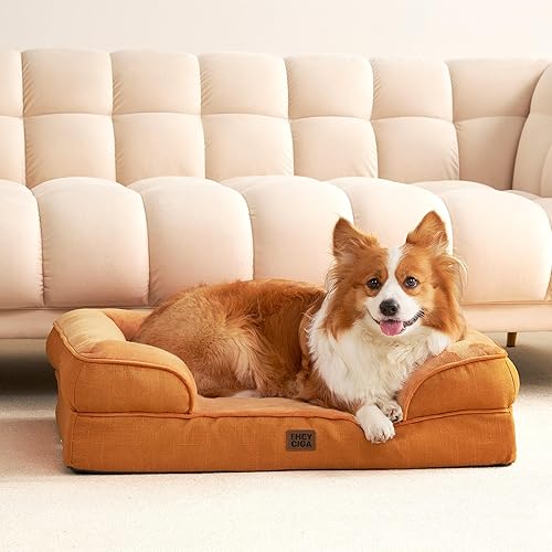 Miniatura 180 de EHEYCIGA – Cama ortopédica mediana impermeable para perros medianos, de espuma viscoelástica tipo caja de huevos, con bordes elevados y base