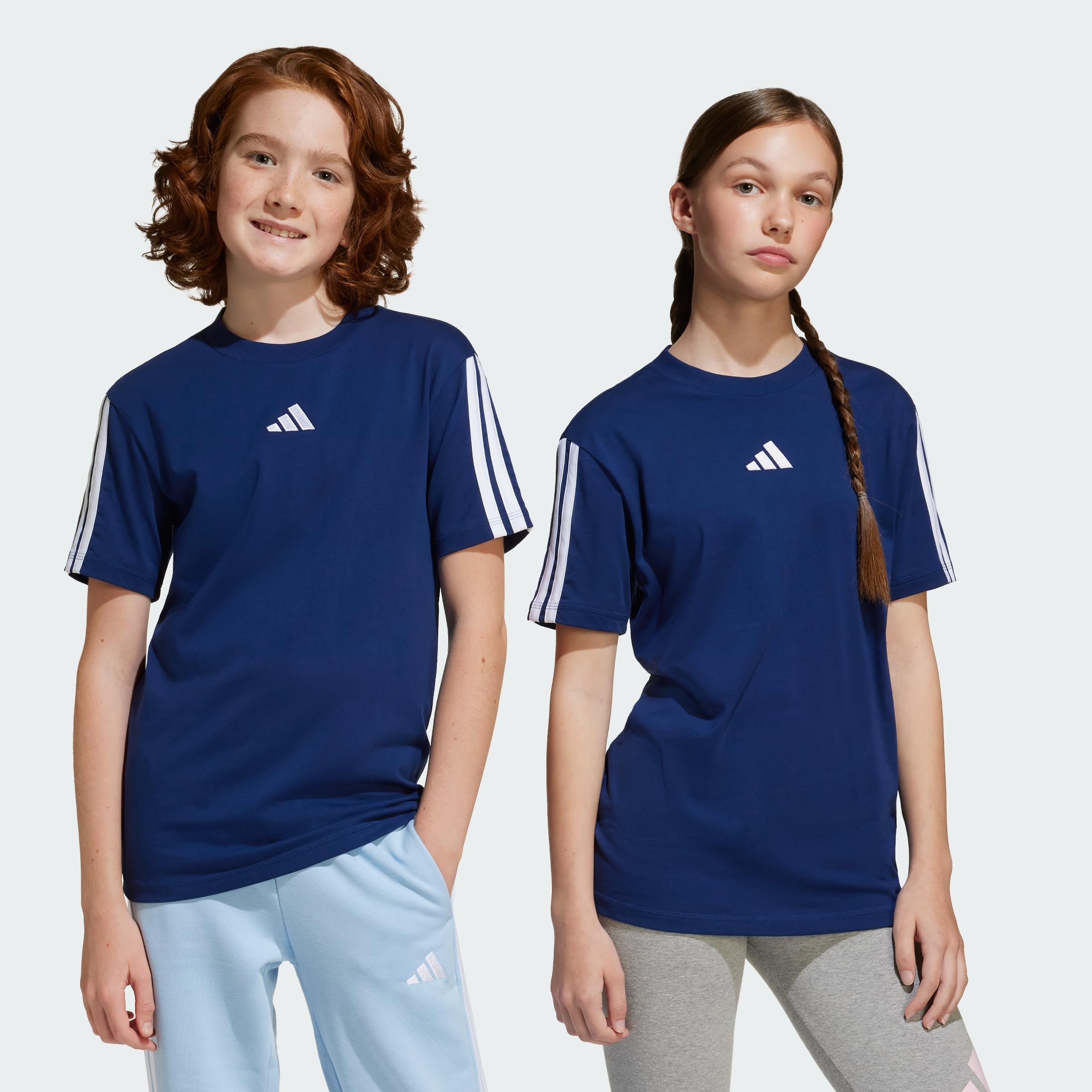 Adidas  Kids Blue 3 Stripe Essentials T-Shirt  in Size 9 - 10 Years, Sports Direct
