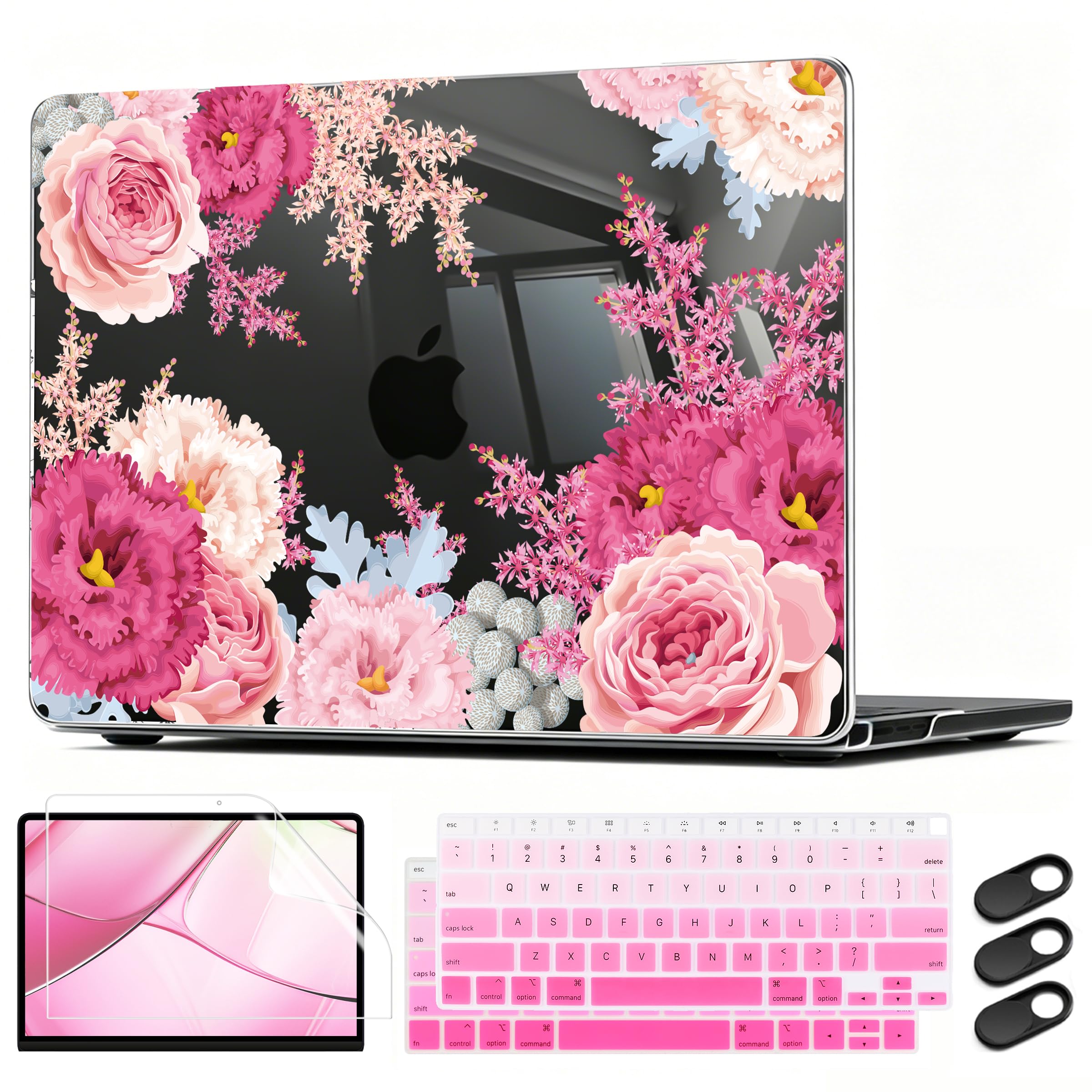 Photo 1 of CISSOOK Floral Case Cover for MacBook Air 13 Inch 2020 2021 2019 2018 Release A2337 M1 A1932 A2179, Plastic Hard Shell Case with Keyboard Cover for MacBook Air 13" with Touch ID, Gorgeous Flowers