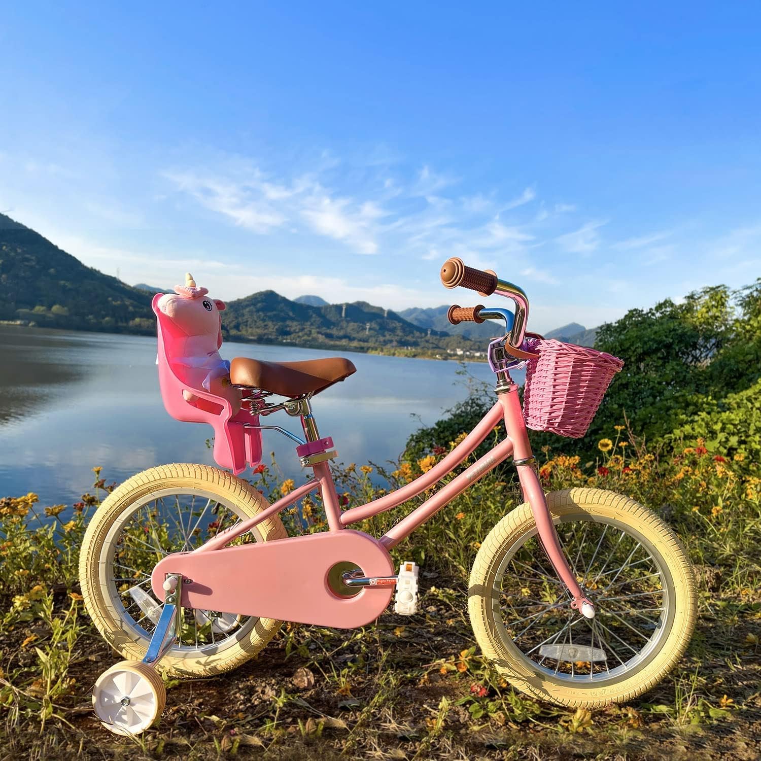 AVASTA Doll Bike Seat for Girls Bicycle with DIY Unicorn Decals, Baby Doll Bicycle Carrier, Kids Bike Accessories, Purple : Sports & Outdoors