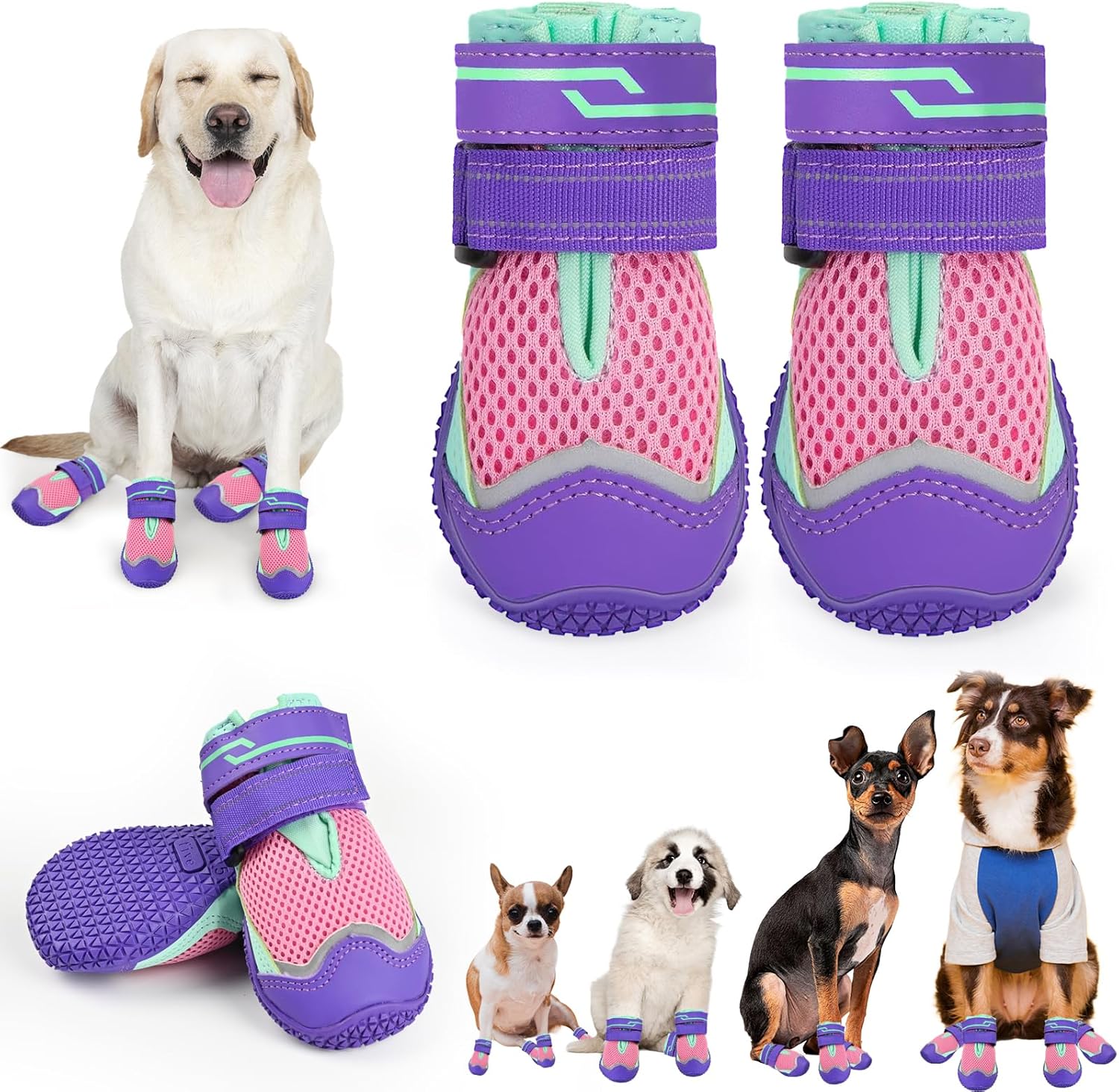 Breathable Dog Boots for All Sizes: Hiking, Walking & Paw Protection