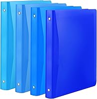 Vista 1 de CHENGU Paquete de 4 carpetas de 1 pulgada con bolsillo, 3 anillos redondos, de plástico, flexible, recargable, cubierta suave para suministros