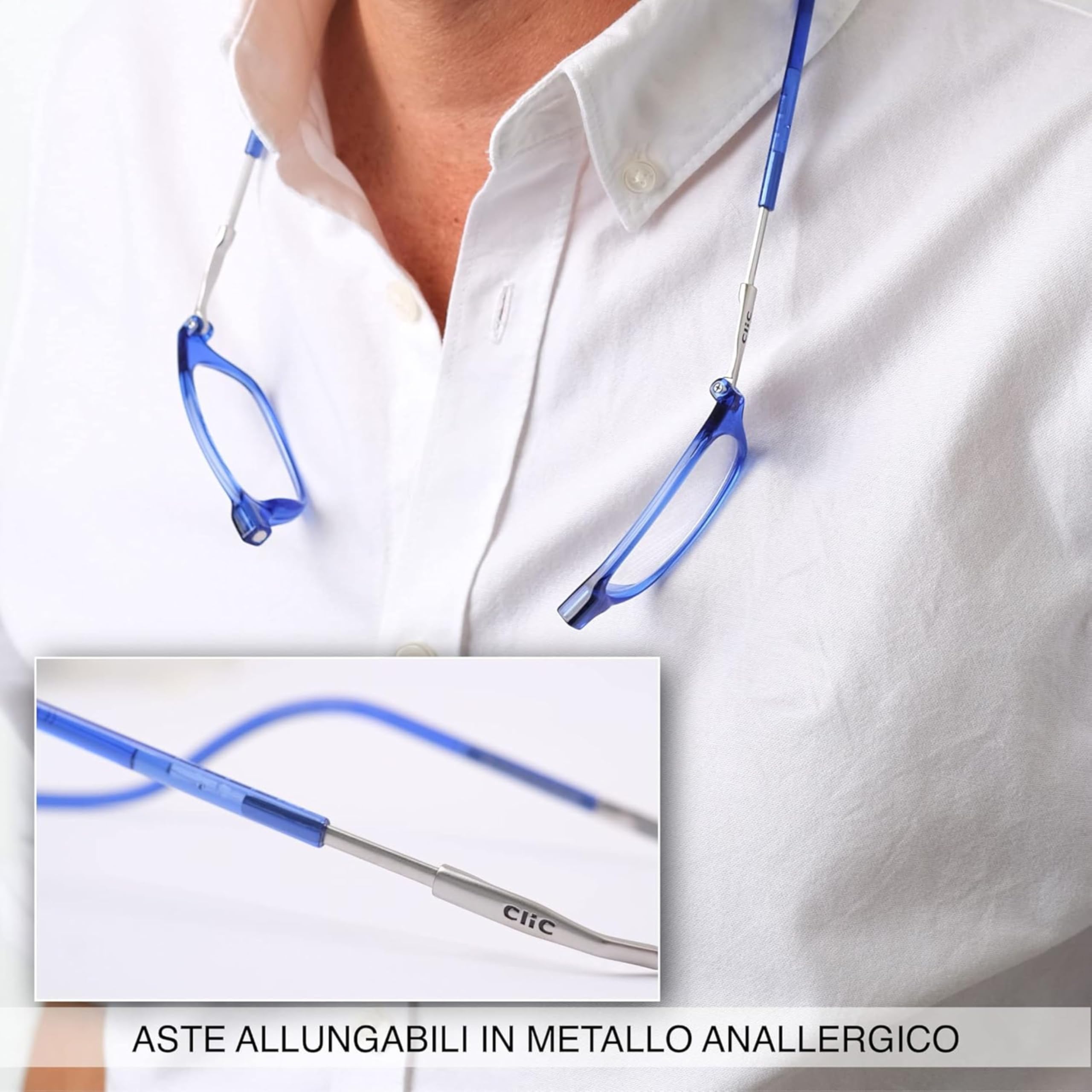 CliC Eyewear - Occhiali da Lettura - Con Calamita Flessibili - Original CLASSIC - Occhiali da lettura uomo e donna (3.0, Blue)