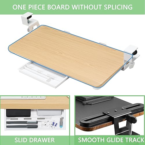 Miniatura 4 de Keyboard Tray, 26.77" X 11.81" Large Size Keyboard Tray Under Desk with C Clamp-on Mount Easy to Install, Computer Keyboard Stand, Ergonomic