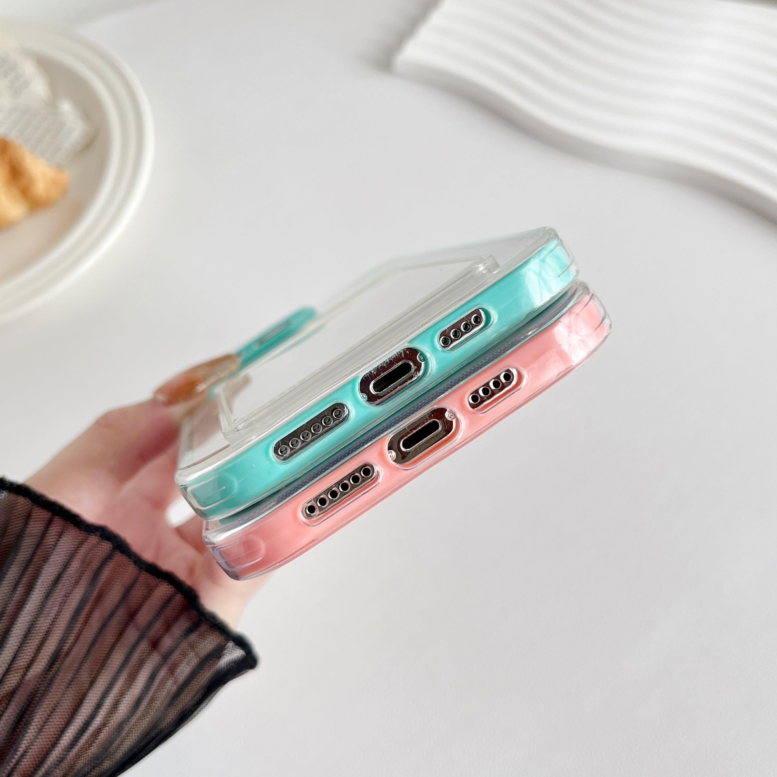 Funda Caseative Para IPhone Con Tarjetero | Transparente Color Caramelo, A Prueba De Golpes, Silicona Suave