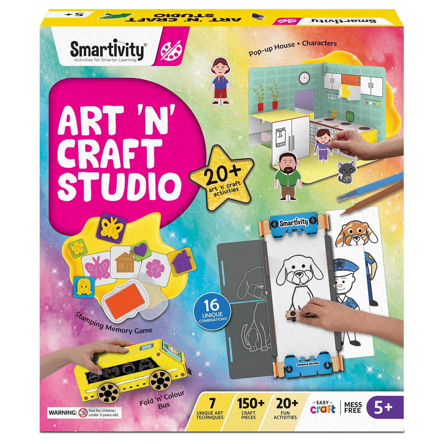 Smartivity Mega 20+ Art and Craft Activity Kit for Girls Ages 5 to 9 Years Old | Creative Birthday Gift for Kids I Clay, Stamp, Tracing, 3D House, Origami & Many More I Toys for Kids Age 5,6,7,8,9