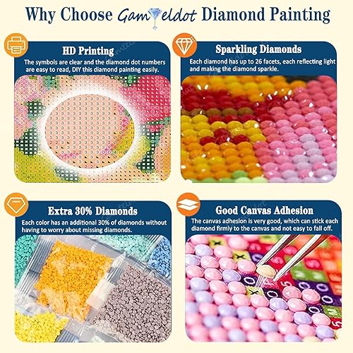 Miniatura 5 de Gamteldot 4 kits de arte de diamantes de frutas para adultos, kits de pintura de diamantes 5D con herramientas completas de bricolaje, manualidades