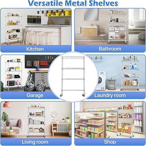 Miniatura 7 de Dkelincs Estantería de alambre de 36 pulgadas de largo x 14 pulgadas de ancho x 62 pulgadas de alto, estantes de almacenamiento de metal NSF de 4