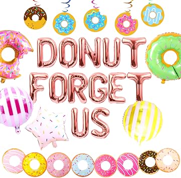 25 Pcs Donut Forget Us Party Decoration Going Away Decor Donut Balloons | Going Away Party Decorations Farewell Decor Career Change Bachelorette Retirement Party Decorations Supplies Rose Gold