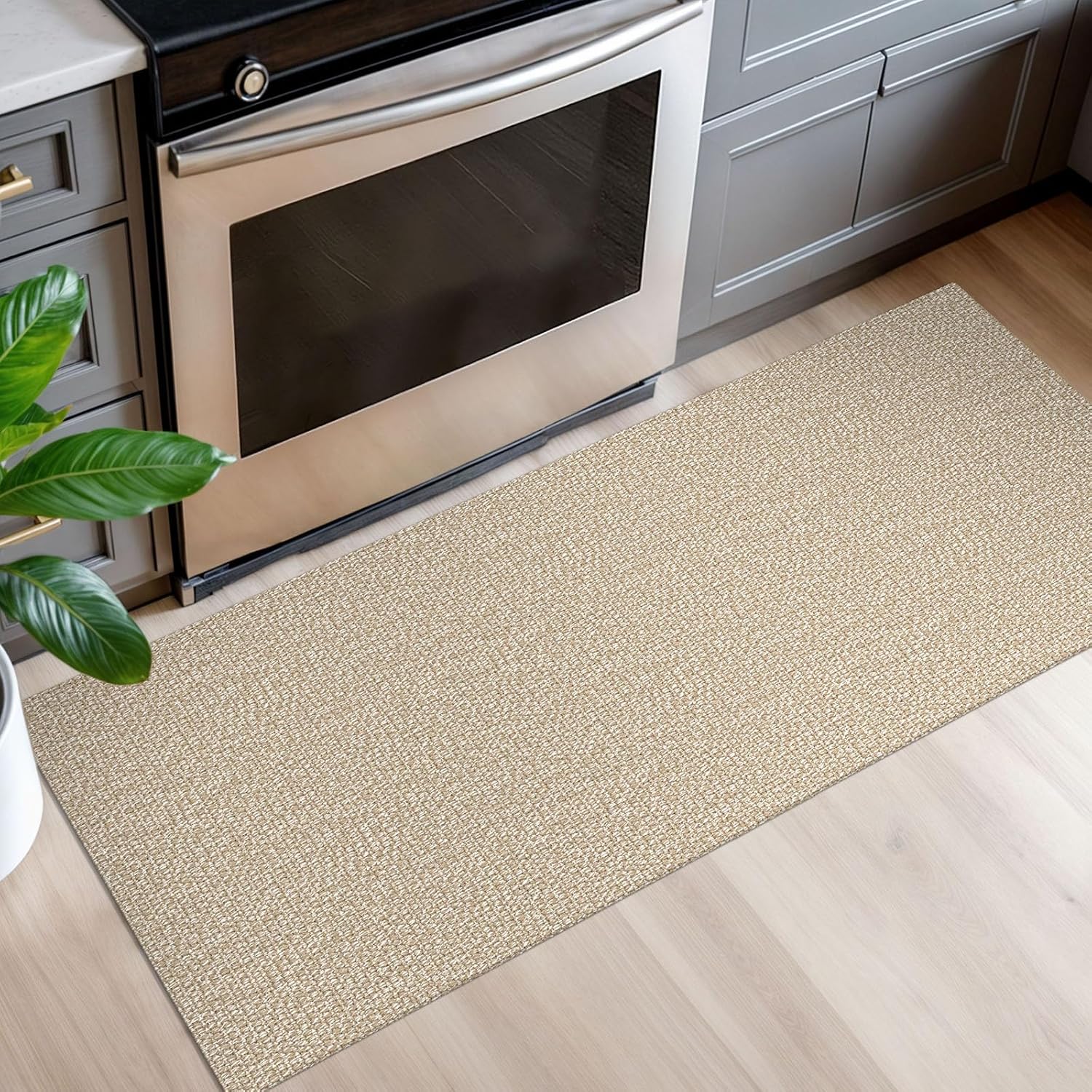EARTHALL Washable Runner Rug 2x5 Ft Non Slip Runners for Hallways Cotton Rubber Backed Kitchen Runner Braided Indoor Floor Carpet Runners for Entryway, Hallway, Kitchen, Bedroom, Send/Beige