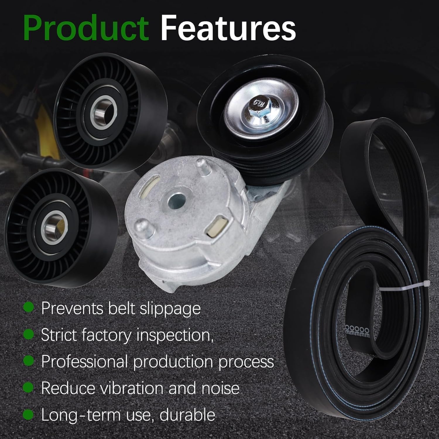 38382 Drive Belt Tensioner Pulley and Serpentine Belt Assembly Kit Fit for 2003-2008 Dodge Ram 1500/2500/3500 5.7L V8 Replace 53032130AA 53032130AC 38058 7PK2570
