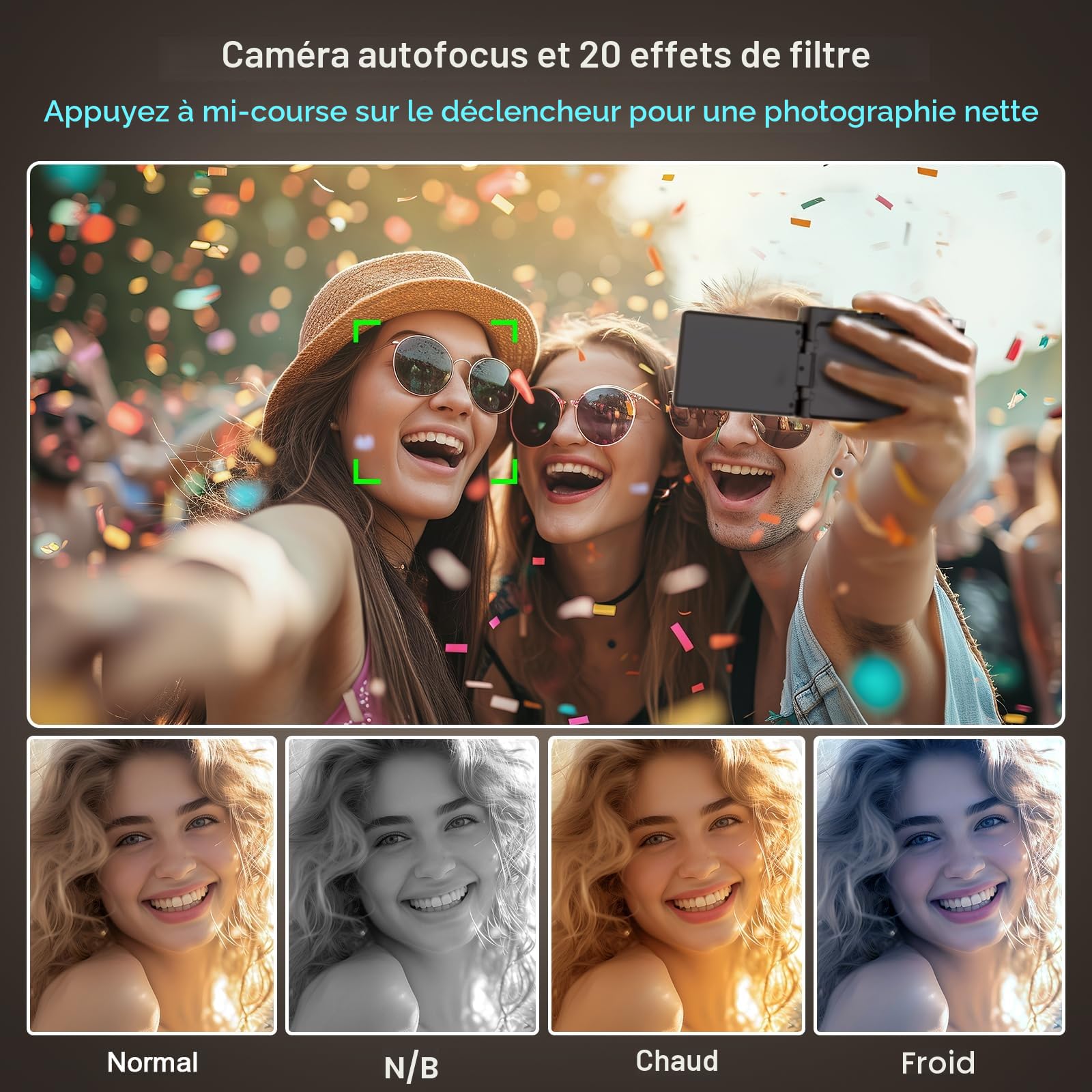 Appareil Photo Numérique 4K, Appareil Photo Compact 48MP 16X Digital Zoom à Écran Rabattable à 180° Avec Autofocus, Flash, Station de Charge, 2 Batteries, Carte 32 GB pour Débutants, Enfants, Vlogging