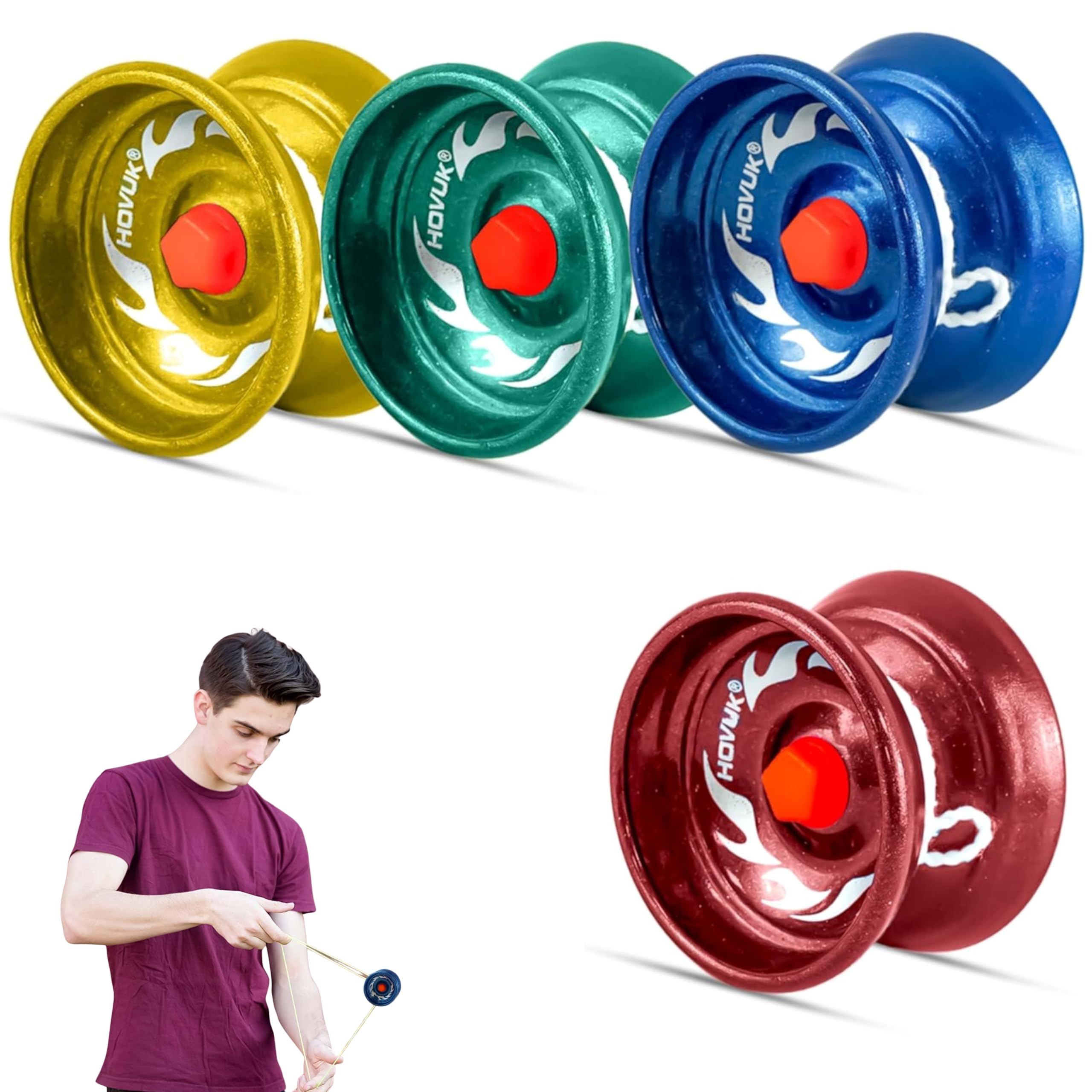 4Pcs Alloy Responsive Metal YoYos for Tricks Tug Return Aluminum Yo-Yo for Beginners Christmas Responsive Yoyos