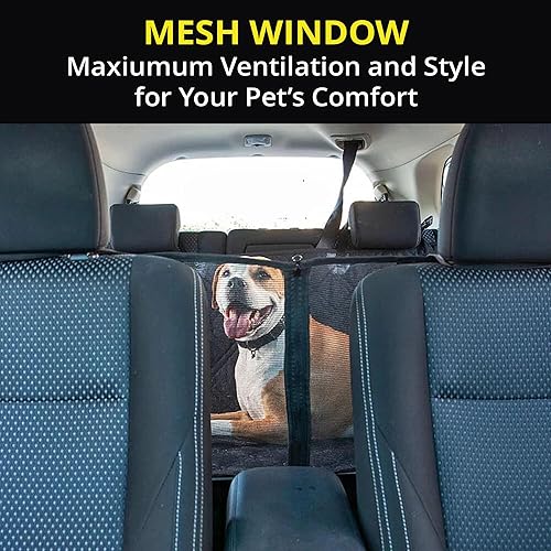 Miniatura 3 de Meadowlark Funda de asiento de coche prémium para perro con ventana de malla, antideslizante, repelente al agua para mascotas y camiones con