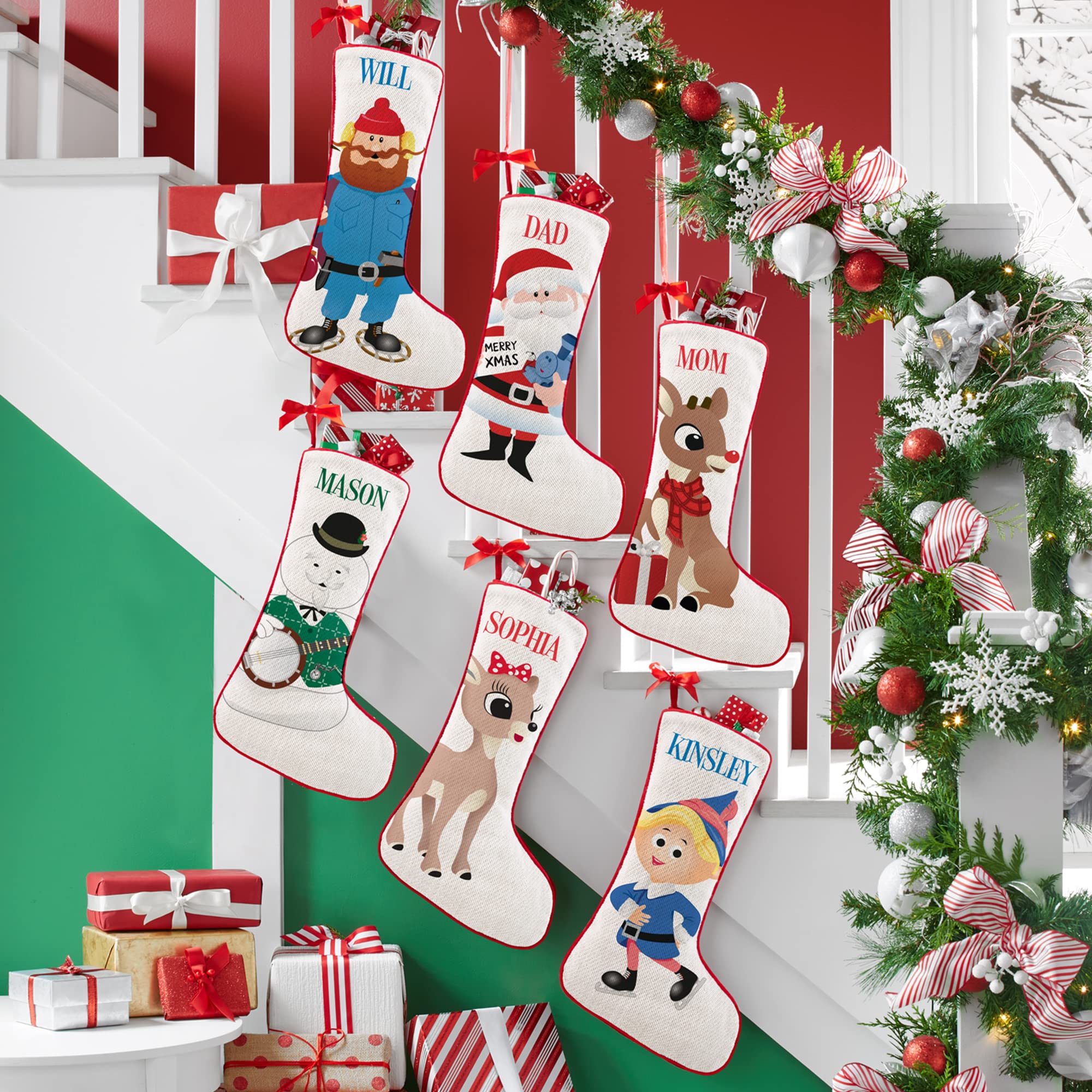 Let's Make Memories Personalized Rudolph Big Face Character Christmas Stocking - Clarice
