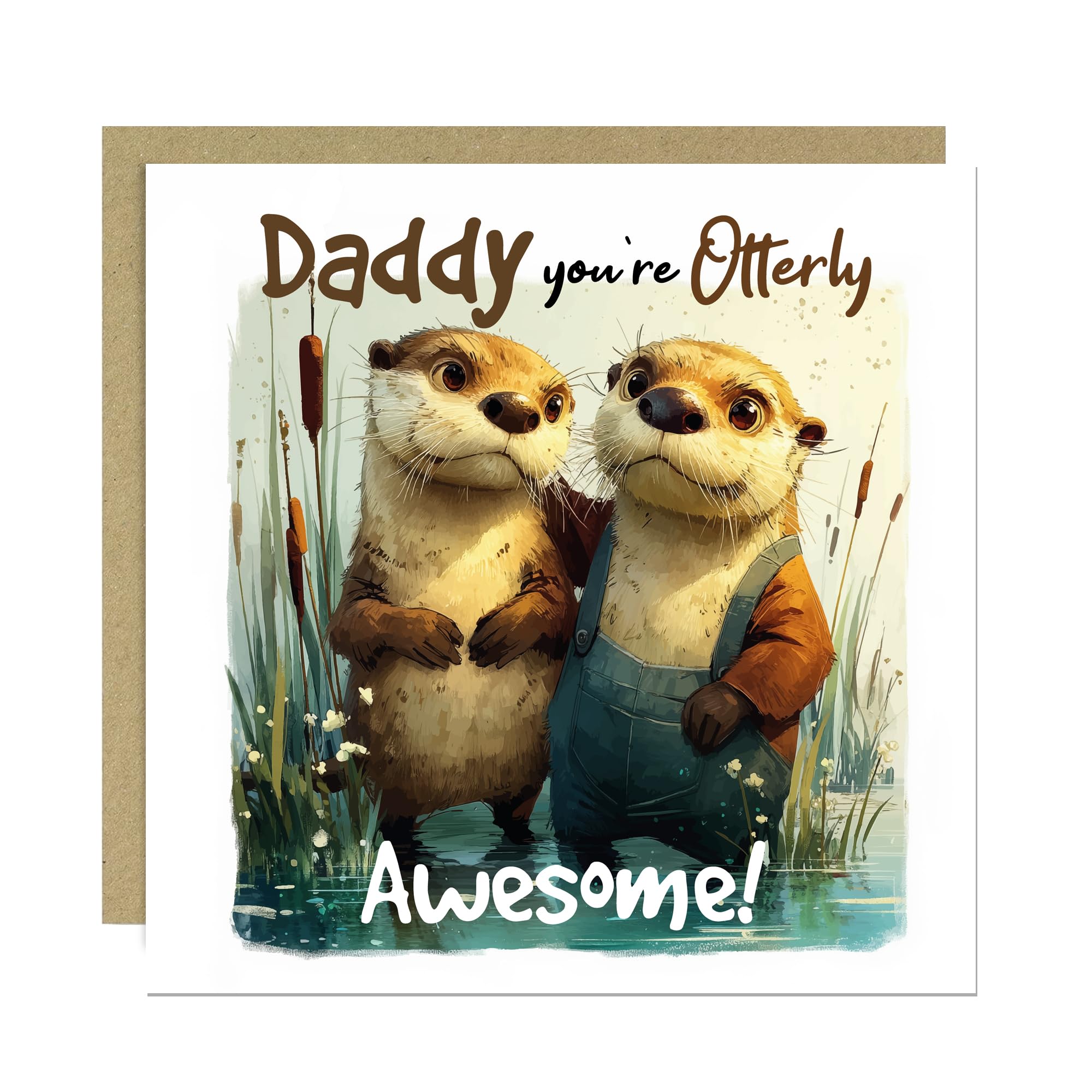RED OCEAN Daddy Birthday Card Cute Birthday Card for Daddy You're Otterly Awesome Daddy Cards From Son Or Daughter Fathers Day Card With Kraft Envelope