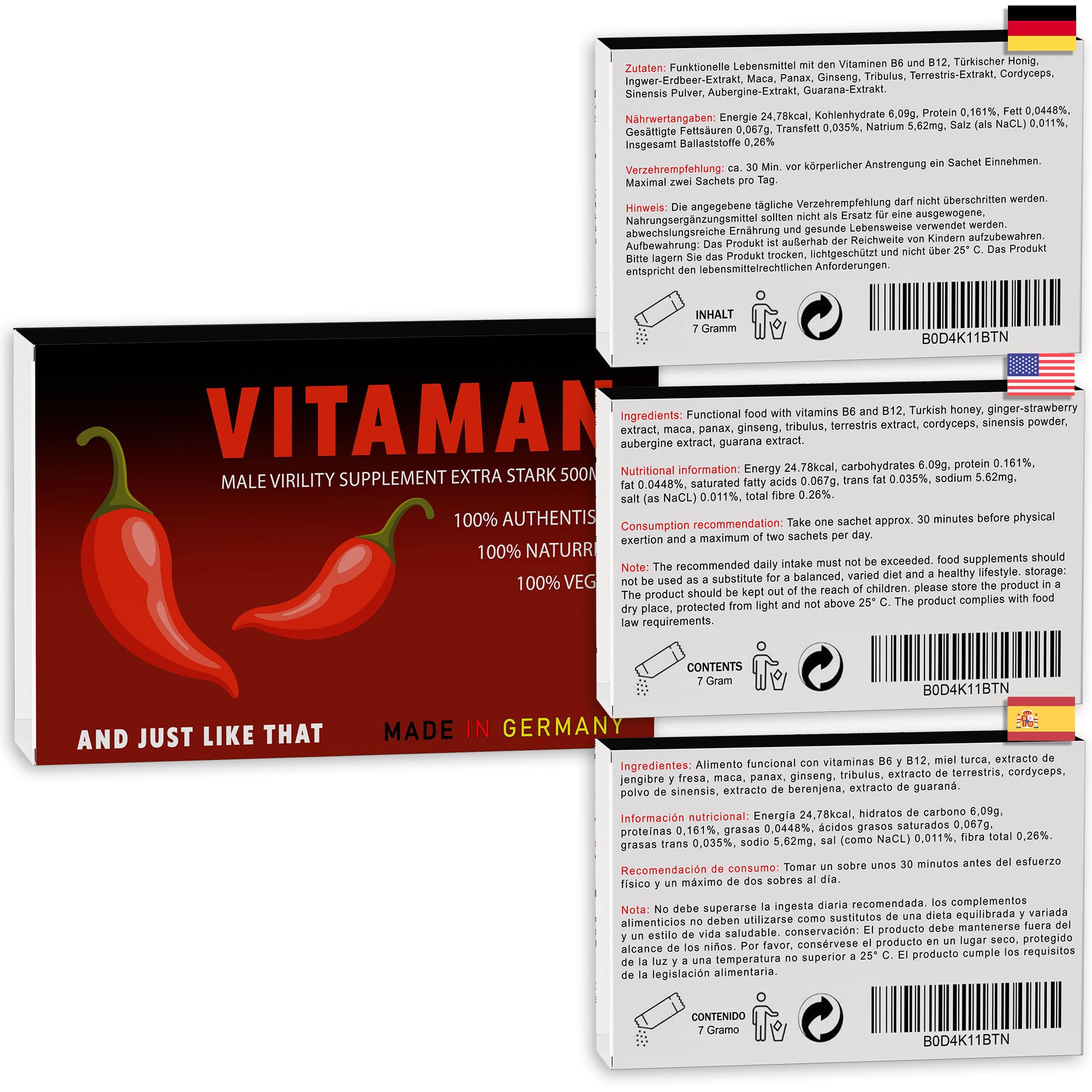 VITAMAN Gelée Royale FORTE Extra Stark – Magic Night – Hochdosierte Männer-Formel für Testosteron, Vitalität & Ausdauer – 3er Probierpackung