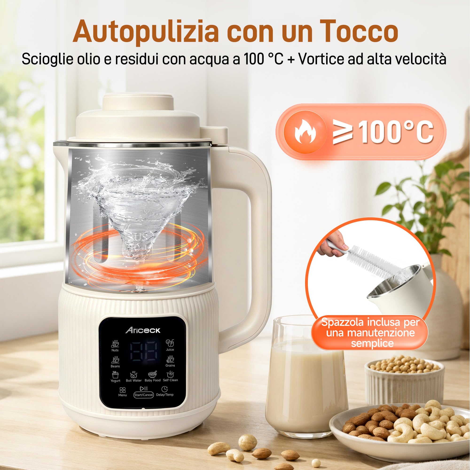 8 in 1 Macchina Latte Vegetale 1,2L Macchina per Latte di Soia e Mandorla