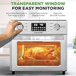 NutriChef 26L Electric Air Fryer Oven | 1700W Countertop Rotisserie & Air Fryer | 360° Rotating Feature | 10 Digital Menu Presets | Includes Drip Tray, Air Frying Basket & Bake Rack 15x16x14 (Silver)