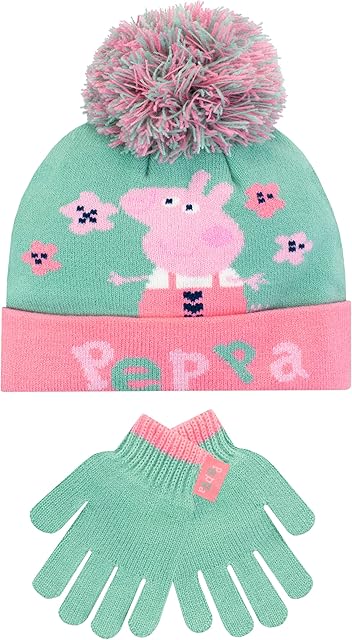 Peppa Pig Kids Winter Hat and Gloves Set Green One Size