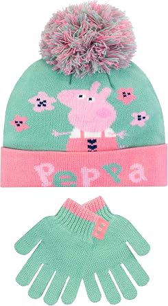 Peppa Pig Kids Winter Hat and Gloves Set Green One Size