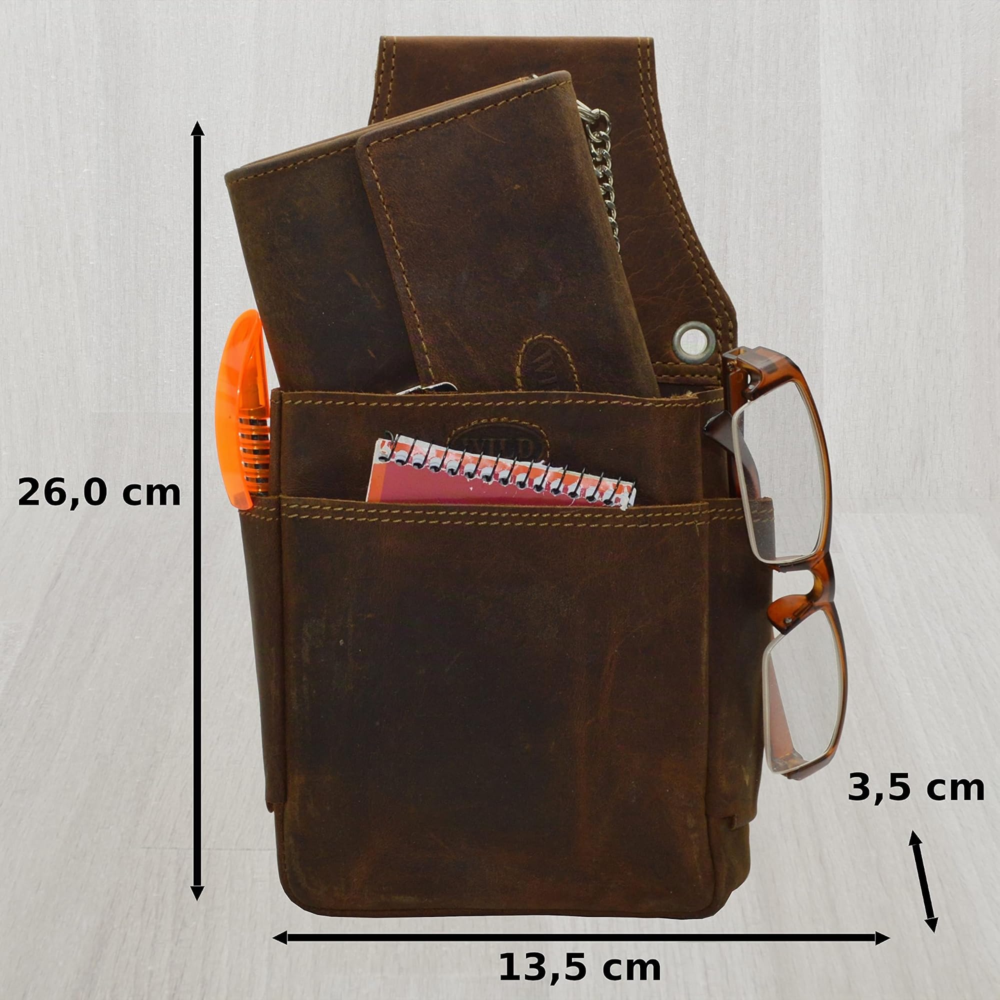 flevado Gastronomie Unisex Kellnerset Echt Leder Muster Stufenverschluss Gastronomie (braun)