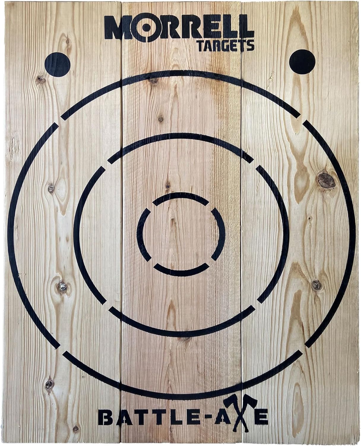 Morrell Targets Battle Axe Single Wood Throwing Target Board with Metal Chain for Outdoor and Camping Axes, Hatchets, 28 x 2.5 x 36.25 Inches, Black