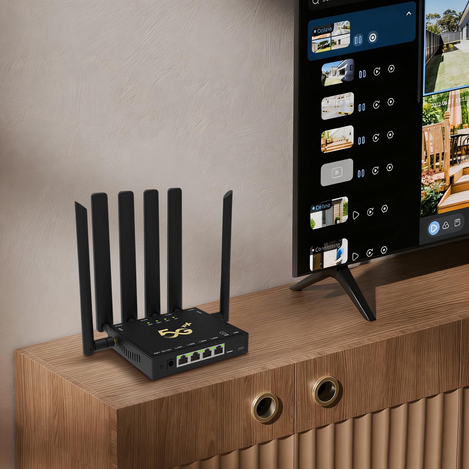 Router 5G WiFi 6, 6 antenne, scheda SIM, porta LAN Gigabit | Cassa in metallo, doppia banda 2,4 e 5,8 GHz, accesso 5G 4G, Casa Ufficio Zone senza fibra