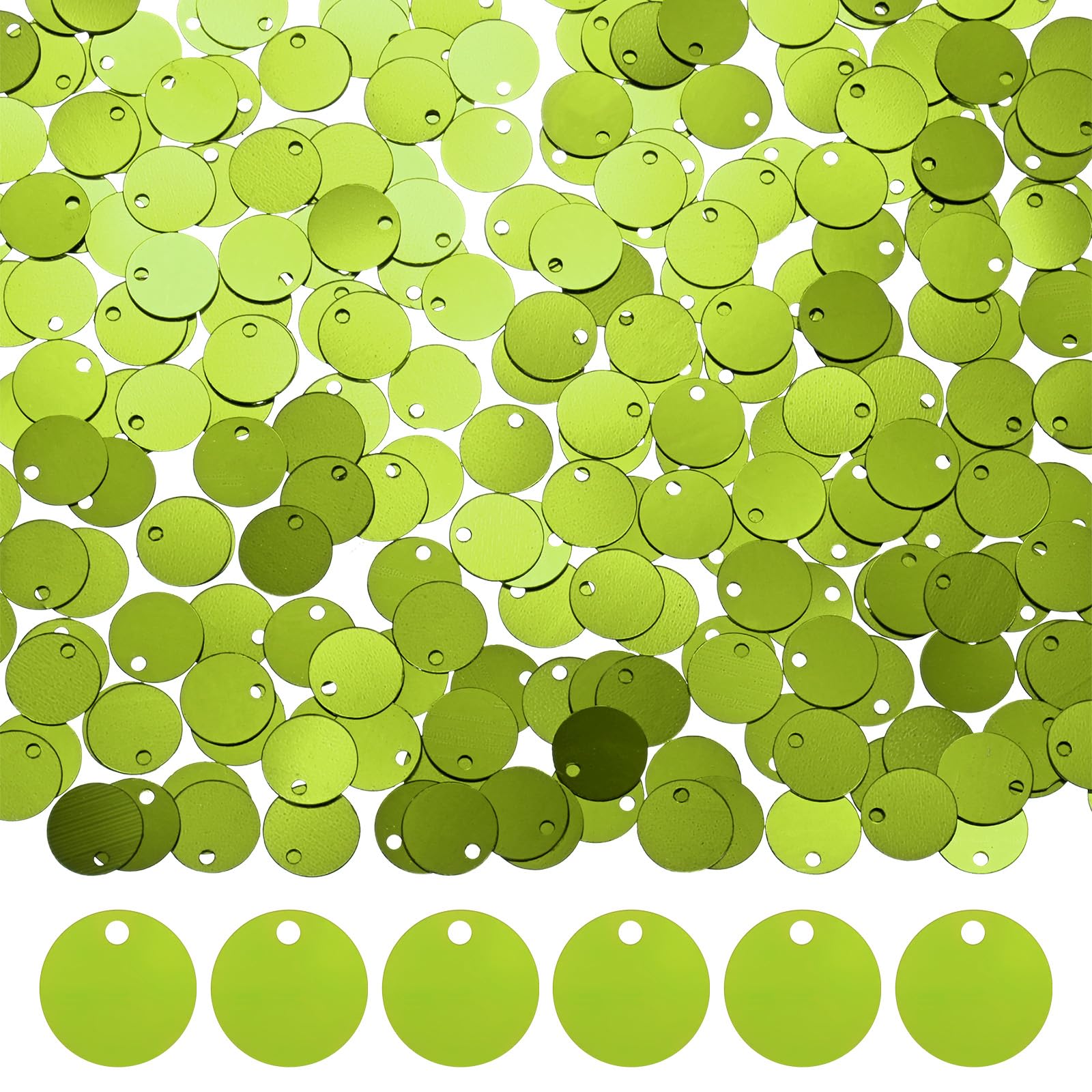 Lentejuelas redondas M METERXITY de 6mm, pack de 6 unidades planas color verde claro
