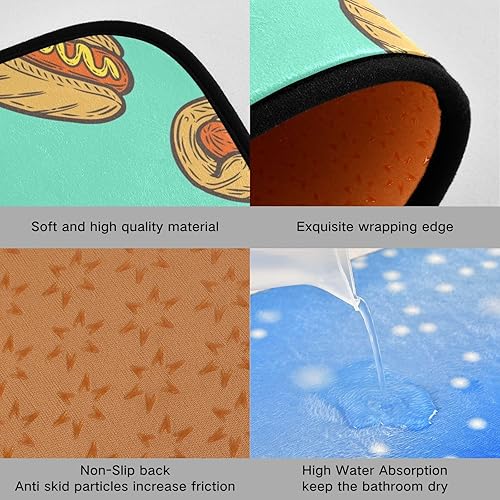 Miniatura 6 de Kitchen Mats for Floor 2 Piece Set Hotdogs Pattern Print, Anti Skid Cushioned Water Absorbent Kitchen Rugs Door Mat Floor Mats for Kitchen Sink