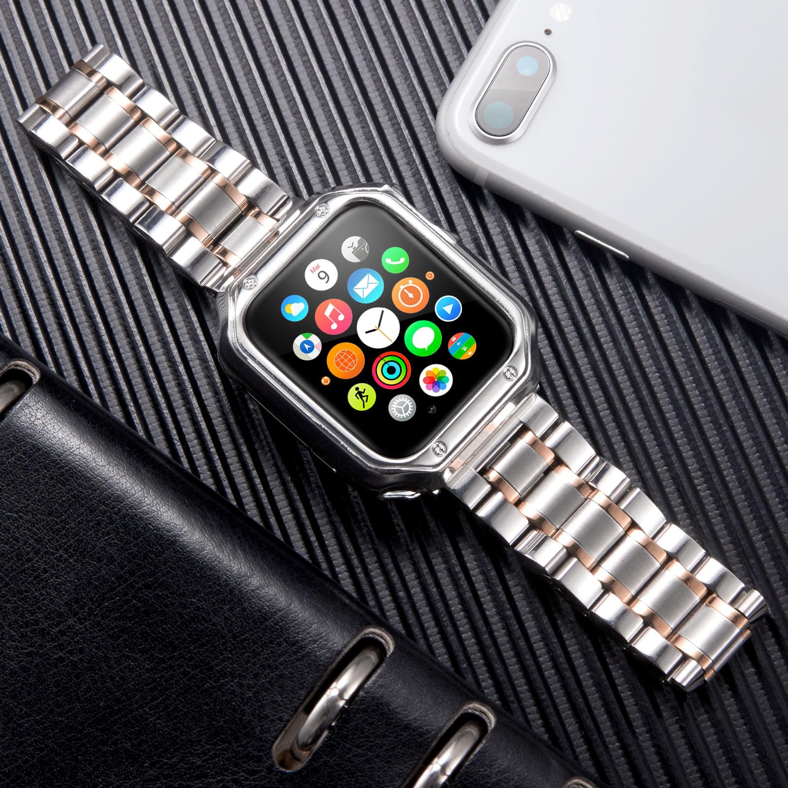 Amazon.co.jp: コンパチブル Apple Watch バンド 保護ケース付き 41mm 