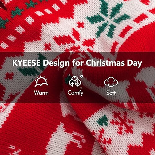 Miniatura 4 de KYEESE Suéteres navideños para perros medianos, suéter clásico de copos de nieve, reno, para vacaciones, con agujero para la correa, suéter feo para
