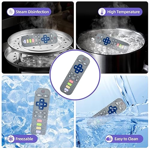 Miniatura 4 de Chuya Mordedor remoto de TV para bebés de 3-12-18 meses, mordedores remotos de silicona para bebés