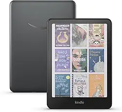 Apresentamos o Kindle Colorsoft Signature Edition (32 GB) - Com tela colorida, luz frontal autoadaptável, carregamento sem fio e bateria que dura semanas - Cor Preta Metálica