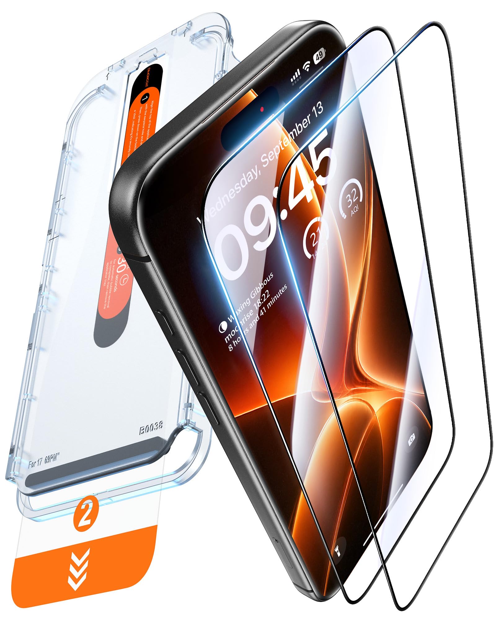 DIMONCOAT Top 9H++ Lot de 2 films protecteurs d'écran pour Phone 18 Pro