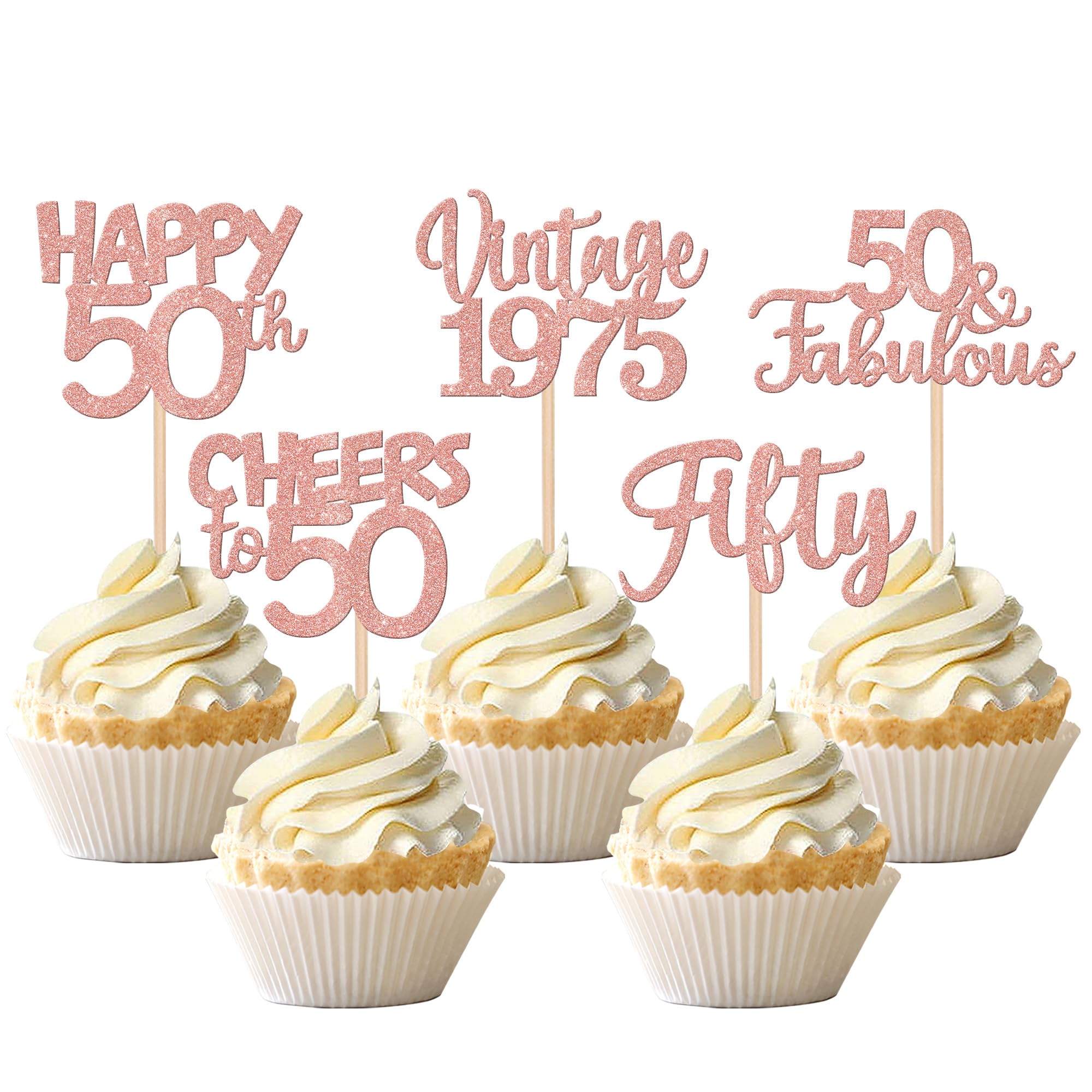 Rsstarxi Kuchenaufsatz 'Happy 50th Birthday' – Limitierte Auflage 1975, Goldfarben, Für Jubiläumspartys