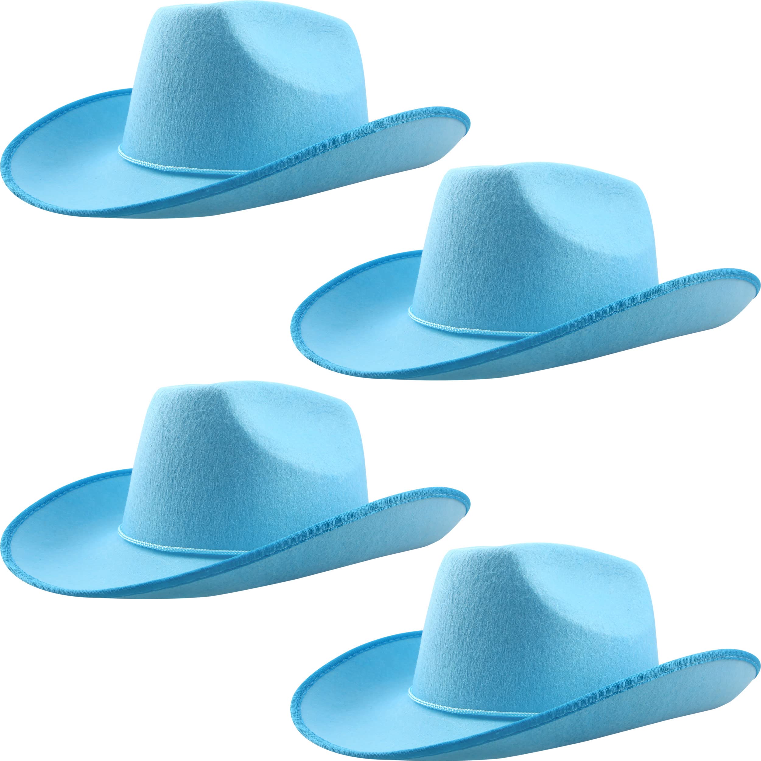 4 Pack Cowboy Hat Felt Texan Country Cowboy Hat with Neck 