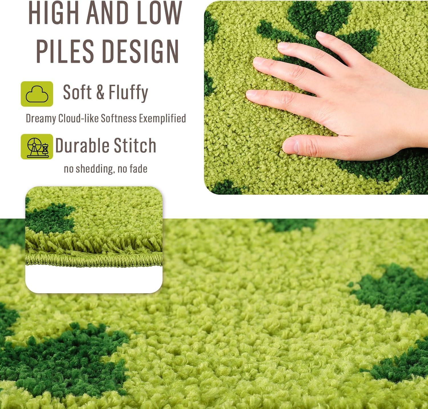 FYSUIMU St Patrick' s Day Bathroom Rug 20 * 31.5'' Rectangle Tufted Bath Mat Green Shamrock Clover Non-Slip Washable Floor Mat for Irish Holiday Home Bathroom Decor