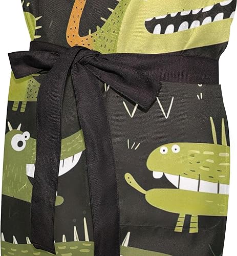 Miniatura 5 de RPLIFE Delantal colorido con babero de gato con estrellas, delantales de lona con bolsillos, bolsillos impermeables para delantal, delantal de