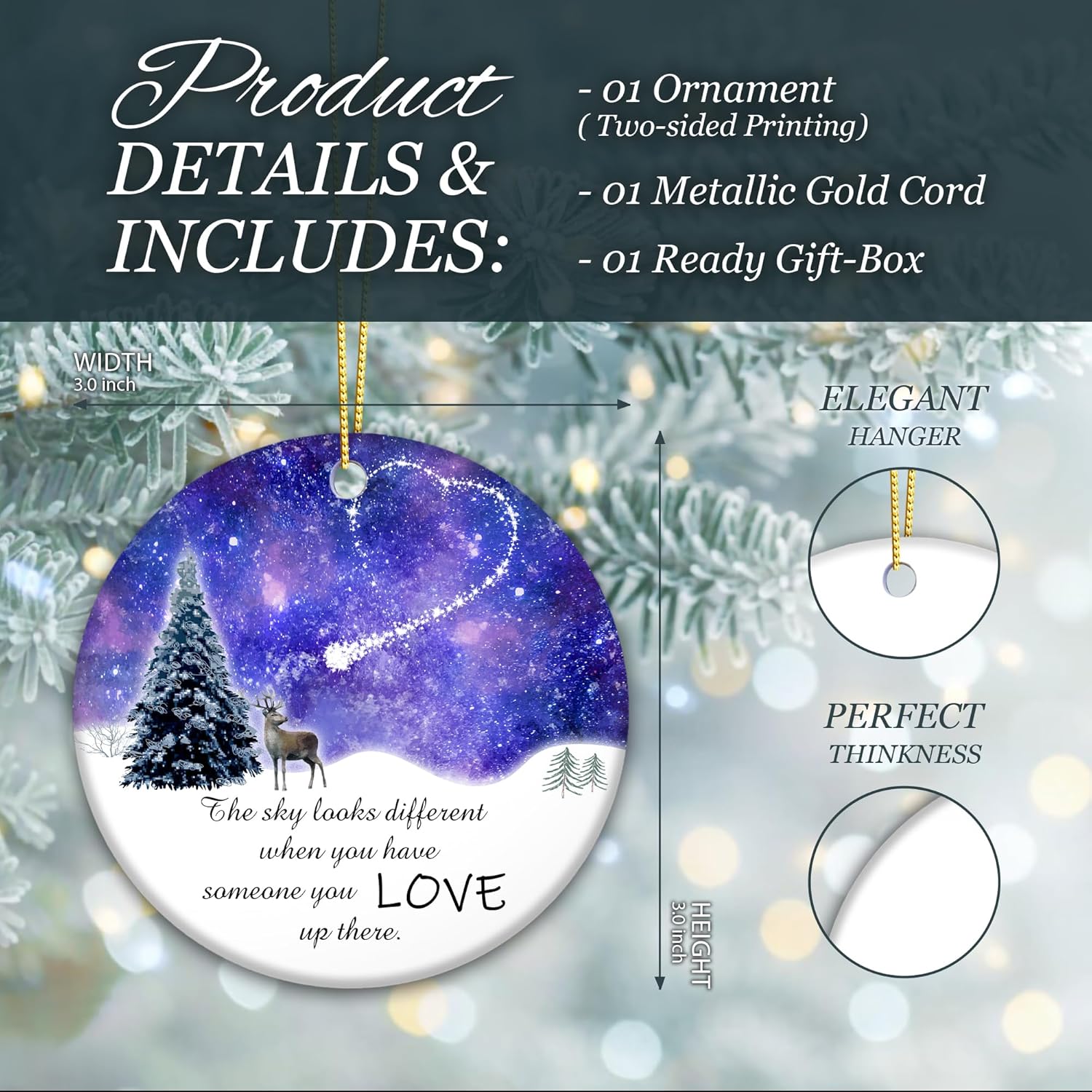 Memorial Ornament – “The Sky Looks Different When You Have Someone You Love Up There” – Remembrance Gift for Loss of Loved One – Sympathy Bereavement Ornament Keepsake – Memorial Christmas Tree Decor - Image 5