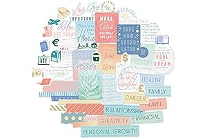 Vision Board Motivational Quote Stickers (51 Pack) for Inspiring Goal Setting and Goal Planning