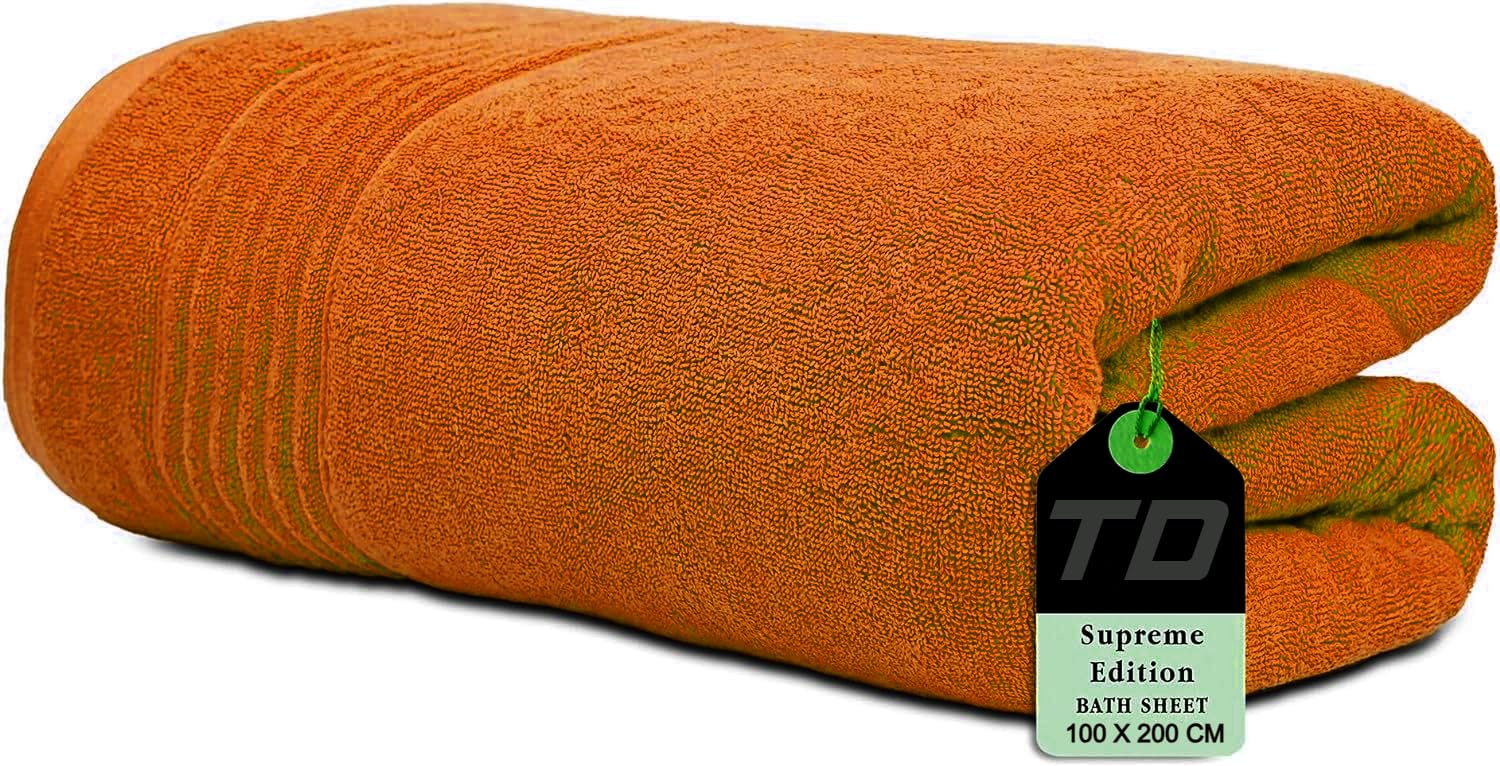 Textile Do Orange Luxury Super Jumbo Bath Sheet (100 X 200 Cm-700 Gsm) 100% Egyptian Cotton Extra Lage Bath Sheet Towels (Cotton, )