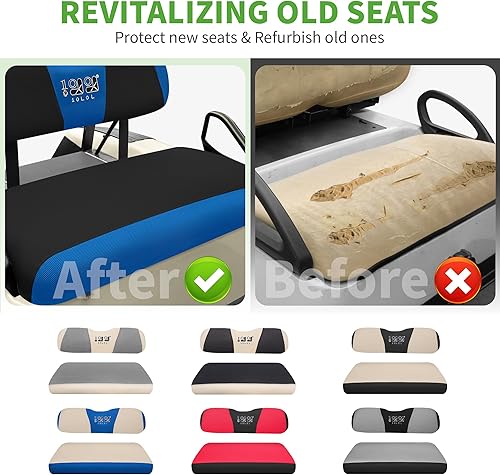Miniatura 5 de 10L0L Kit de fundas de asiento de carrito de golf, ajuste universal para asientos delanteros EZGO TXTRXV Tela de malla transpirable Fácil