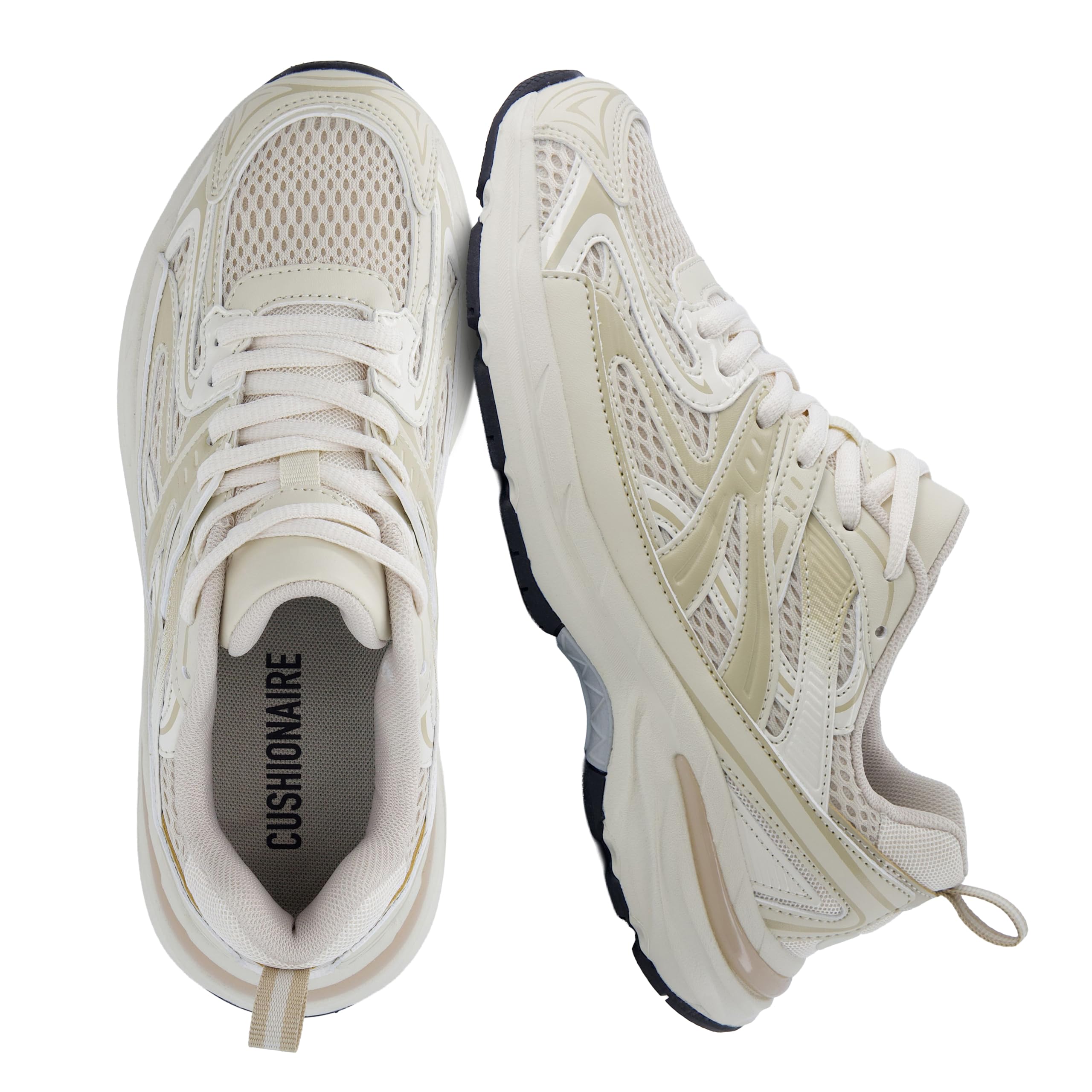 CUSHIONAIRE Sonic Casual Womens Walking Sneakers, Comfortable Lace-Up Chunky Tennis Shoes for Women with Memory Foam