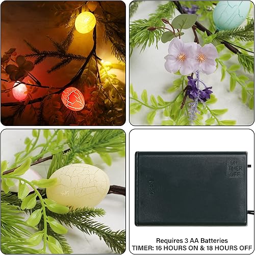 Miniatura 3 de DR.DUDU Guirnalda de Pascua iluminada de 6 pies, decoraciones de Pascua para el hogar, guirnalda de huevos, decoración de chimenea de primavera,