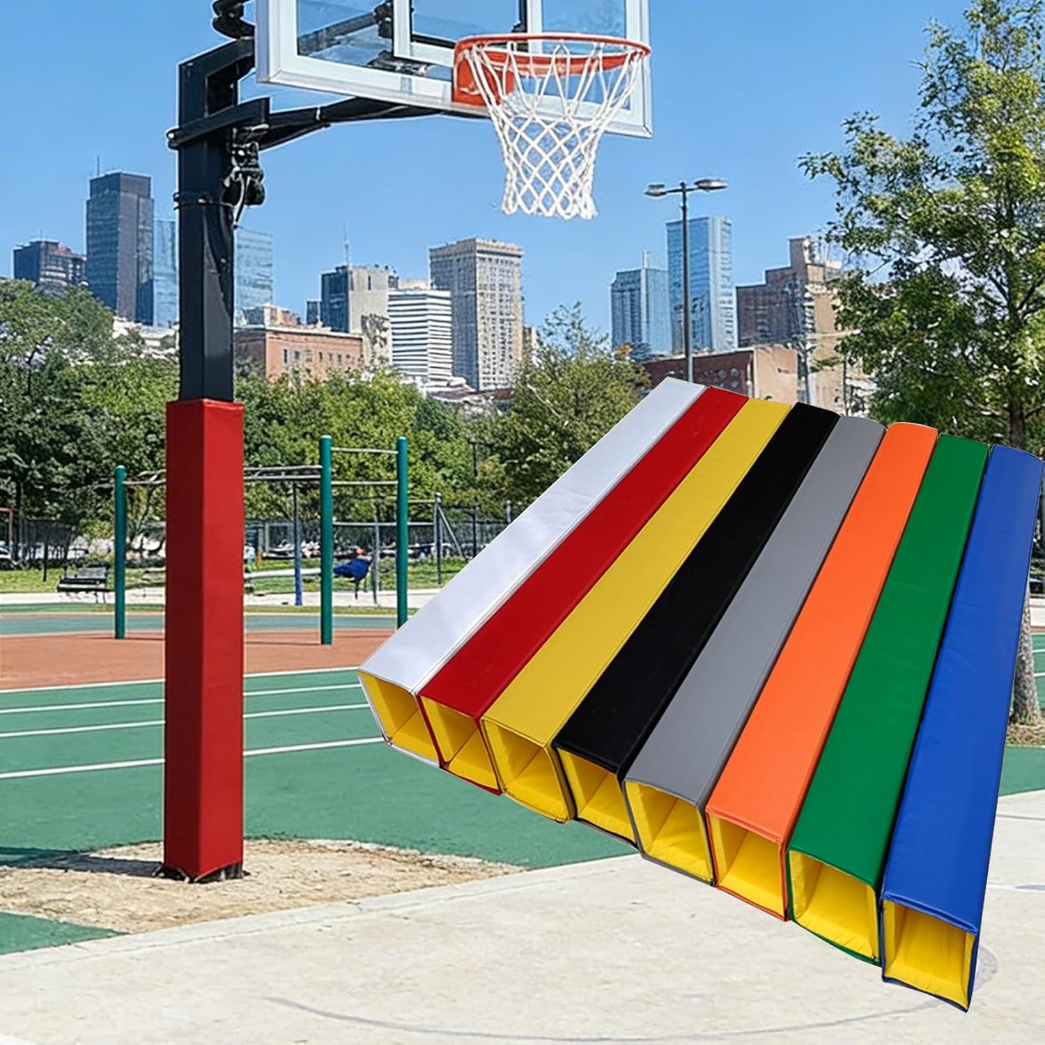 Basketball Pole Pad Hoop Pole Padding 4" 7" 12", 6ft Tall Gym Pole Padding Square Beam Wrap, Foam Padding for Square Pole, Basement Poles Safety Pads