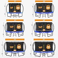 Vista 8 de Jumpzylla - Cama elástica recreativa para niños, con red de seguridad, escalera y revestimiento antioxidante, de 8, 10, 12, 14, 15 y 16 pies